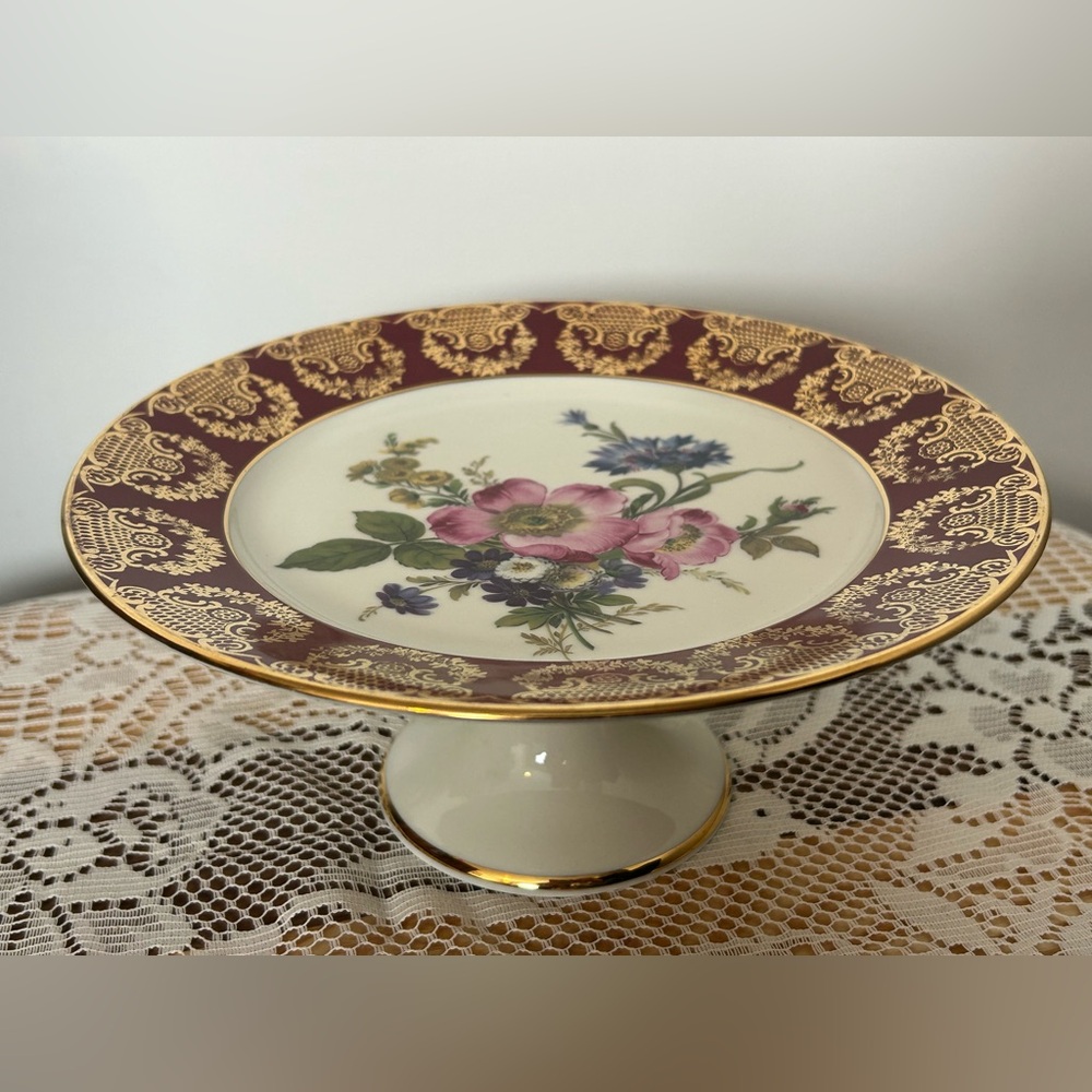 🍰Vintage Gloria Bavaria Fine Porcelain Pedestal Cake Stand - 24k Gold Handwork